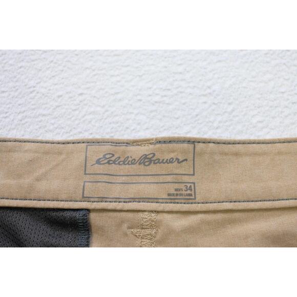 Eddie Bauer Polyester Stretch Cargo Shorts Beige Hiking Camp 10" INS Mens Sz 34 - Picture 6 of 9